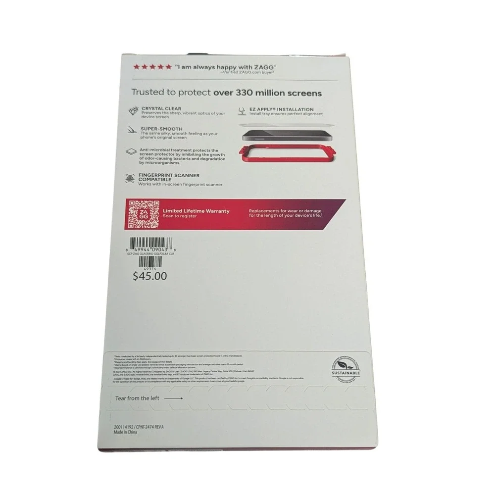 X1-N‎ Zagg Invisible Shield Glass Biometric Screen Protector - Google Pixel 8a